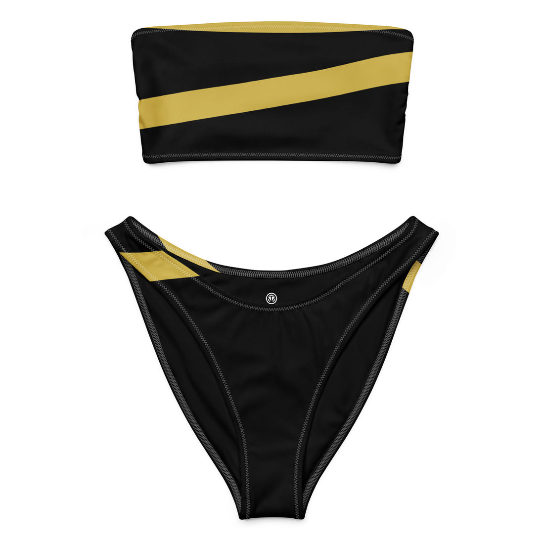 VIBES Bandeau-Bikini STRIPE (Schwarz-Gold) - Time Of Vibes