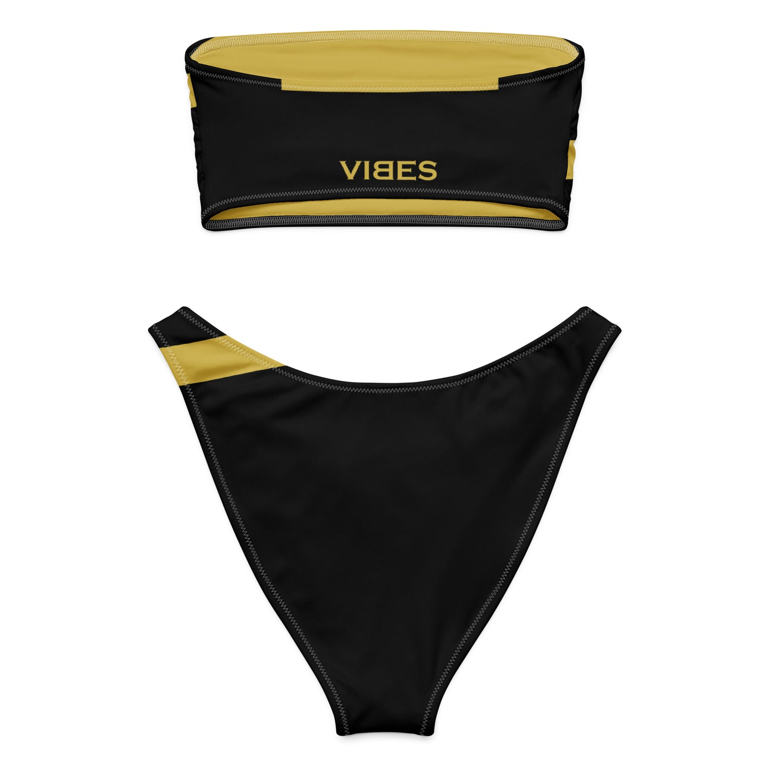 VIBES Bandeau-Bikini STRIPE (Schwarz-Gold) - Time Of Vibes