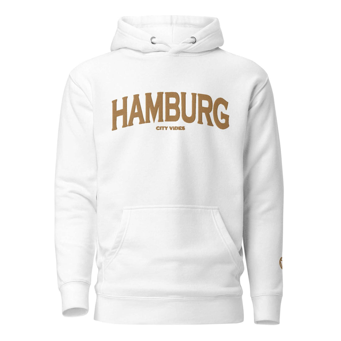 VIBES Hoodie Unisex | HAMBURG bestickt (Weiß/Gold) - Time Of Vibes