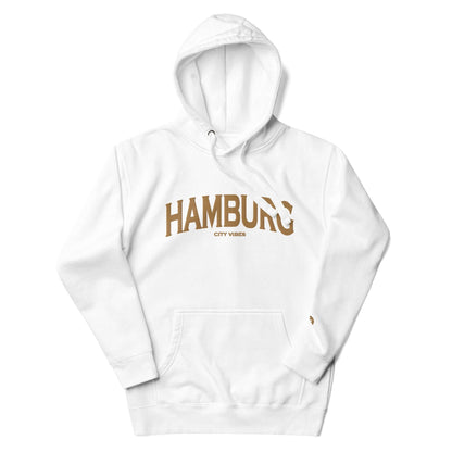 VIBES Hoodie Unisex | HAMBURG bestickt (Weiß/Gold) - Time Of Vibes