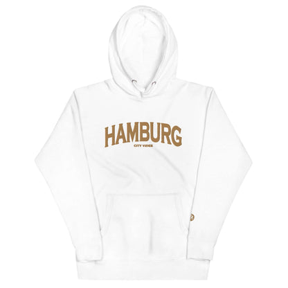 VIBES Hoodie Unisex | HAMBURG bestickt (Weiß/Gold) - Time Of Vibes