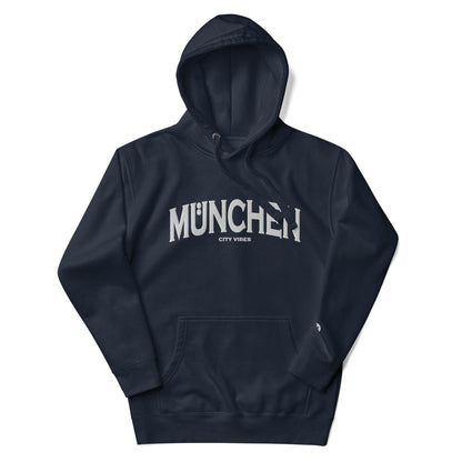 VIBES Hoodie Unisex | MÜNCHEN bestickt (Navy/Weiß) - Time Of Vibes