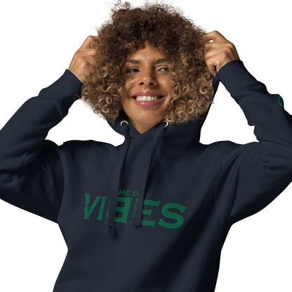 VIBES Hoodie bestickt Unisex (Navy/Grün) - Time Of Vibes