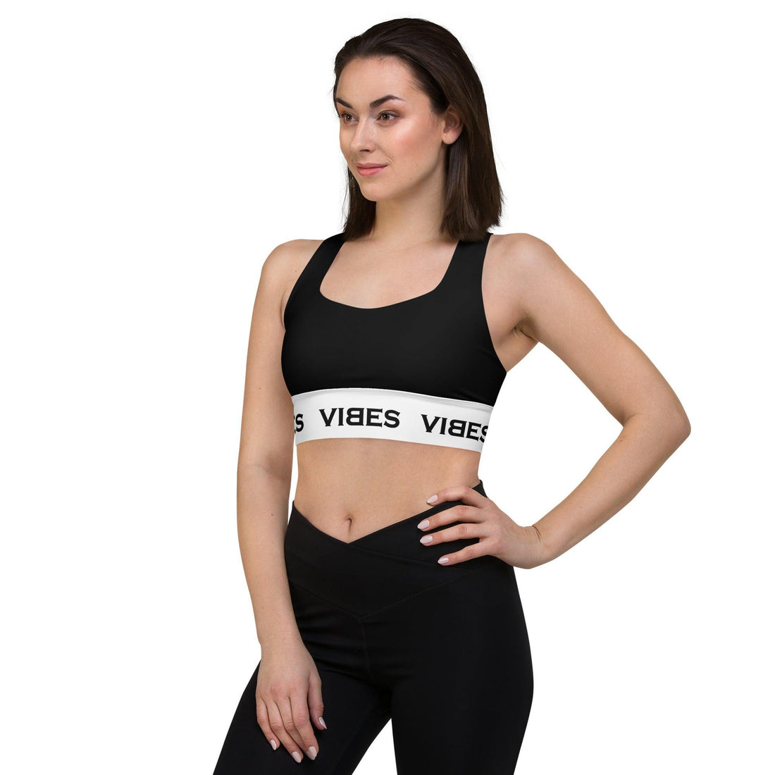 VIBES Langer Sport BH (Schwarz/Weiß) - Time Of Vibes