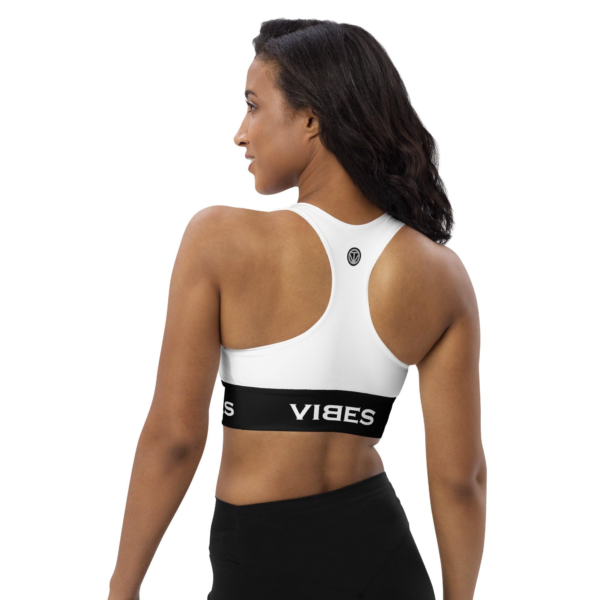VIBES Langer Sport BH (Weiß/Schwarz) - Time Of Vibes
