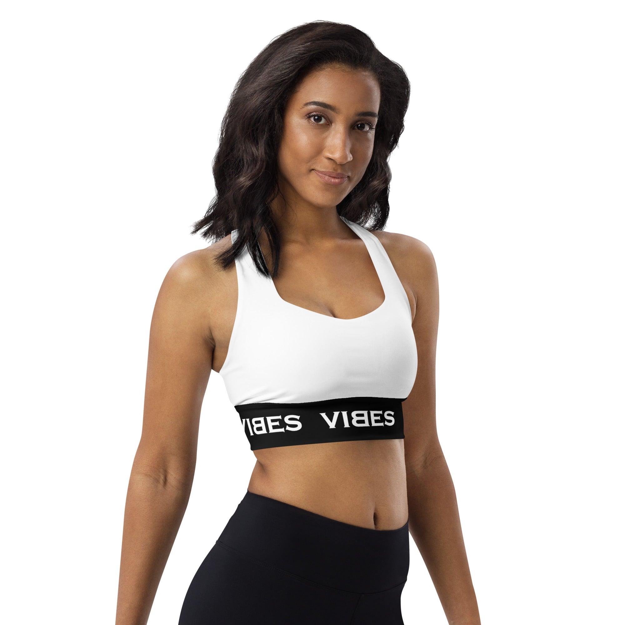 VIBES Langer Sport BH (Weiß/Schwarz) - Time Of Vibes