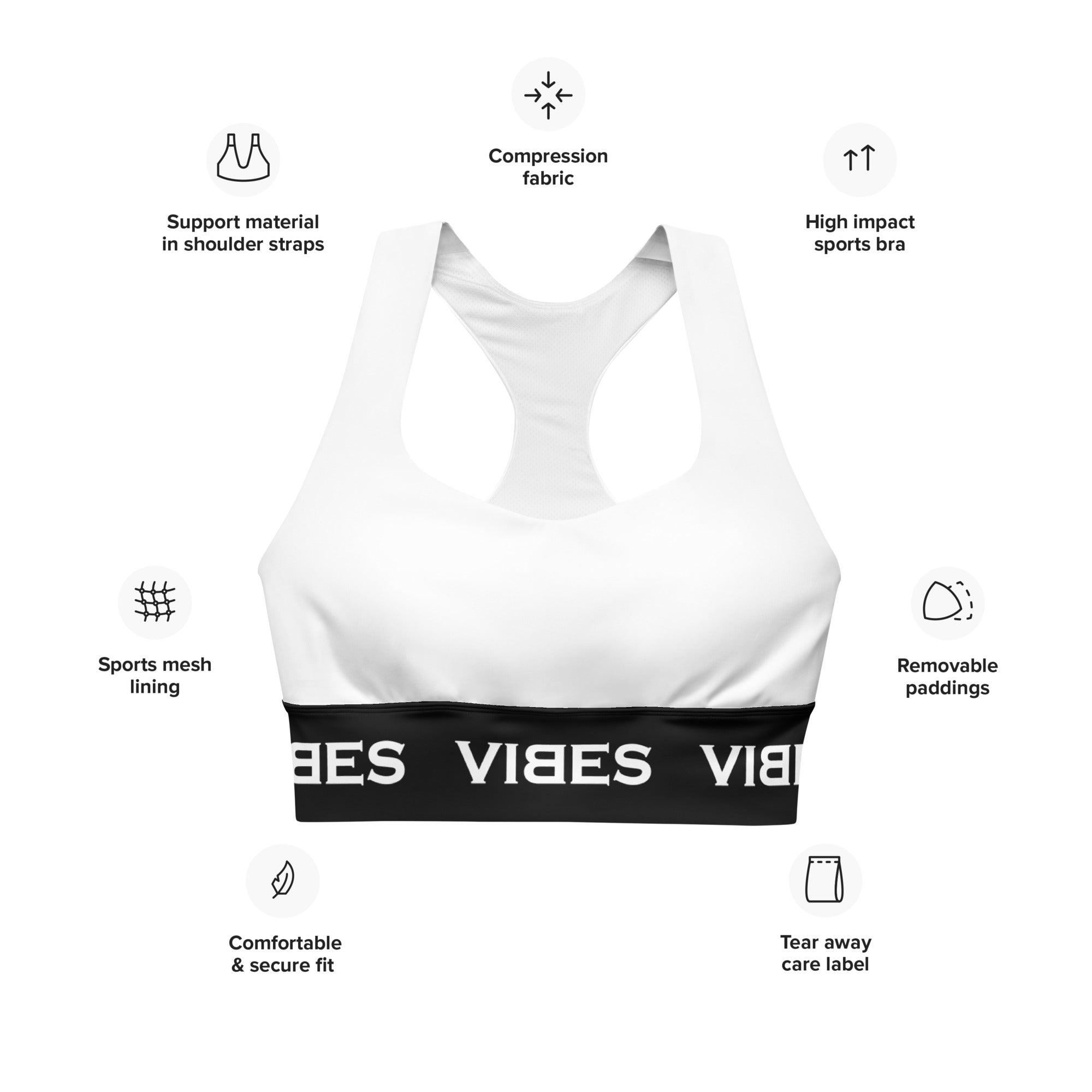 VIBES Langer Sport BH (Weiß/Schwarz) - Time Of Vibes