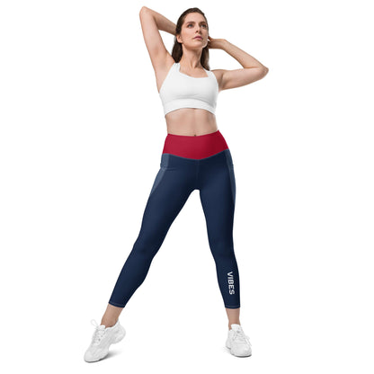 TIME OF VIBES TOV Leggings mit Taschen VIBES (Blau/Rot) - €59,00