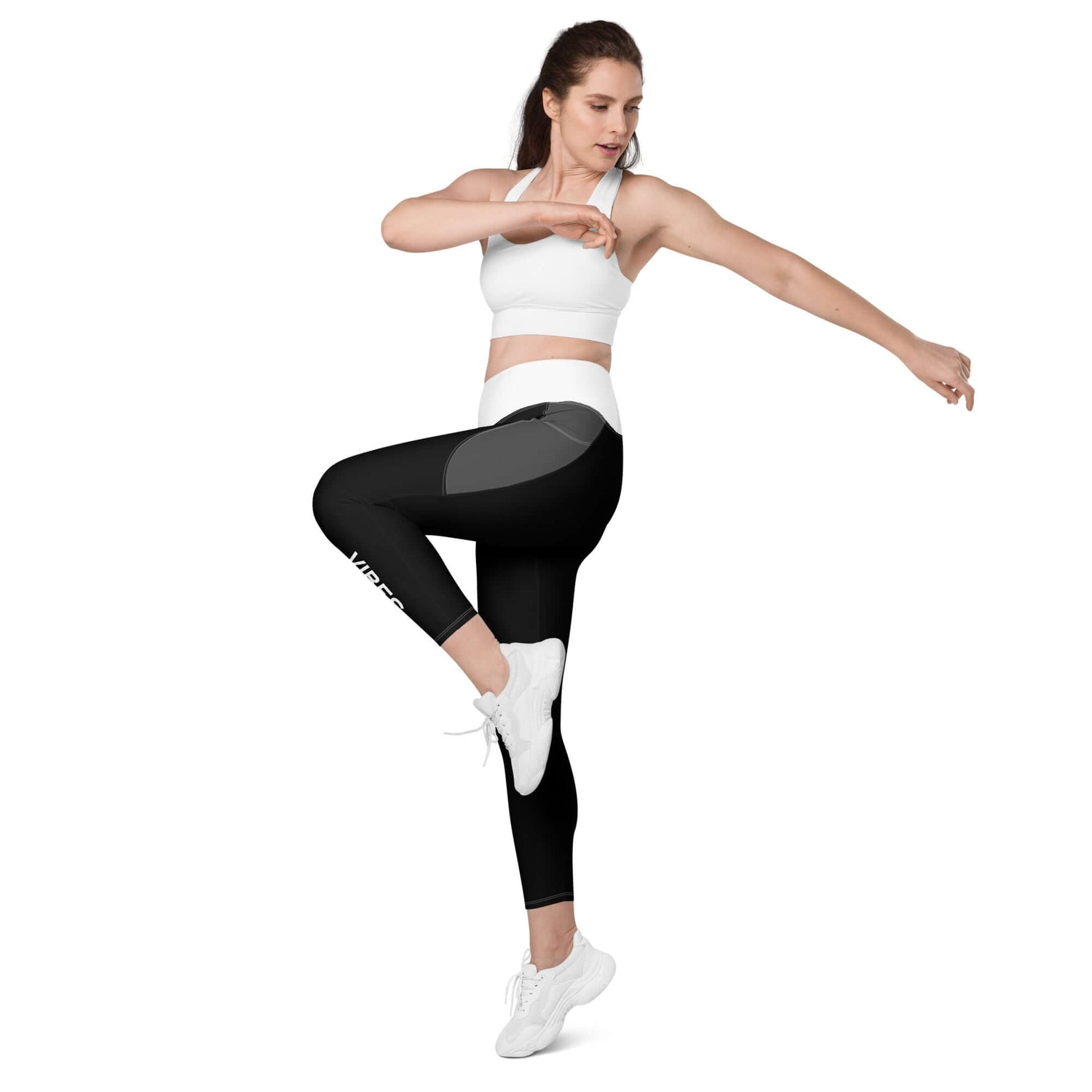 TIME OF VIBES TOV Leggings mit Taschen VIBES (Schwarz/Weiß) - €34,50