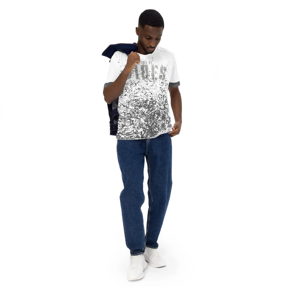 VIBES Premium T-Shirt | GRUNGE (Weiß/Grau) * Herren - Time Of Vibes
