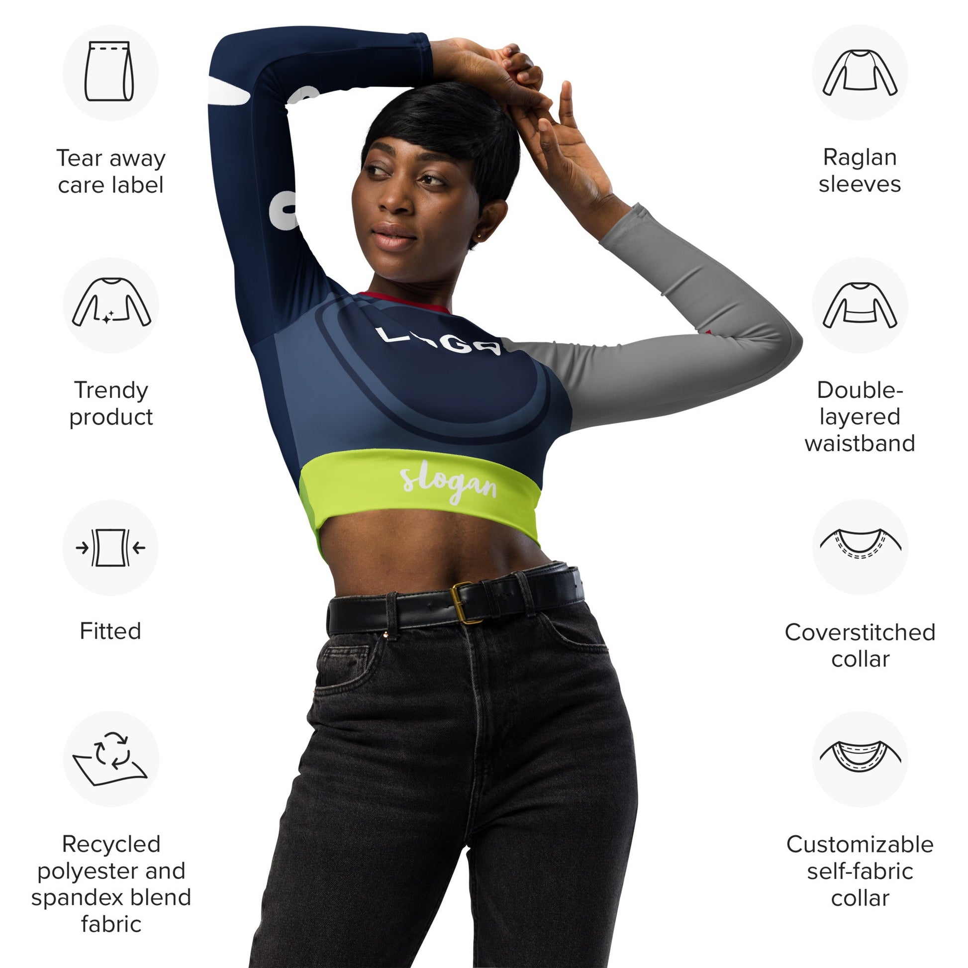 TIME OF VIBES - Recycled long-sleeve crop top Demo CORPORATE - €69.00