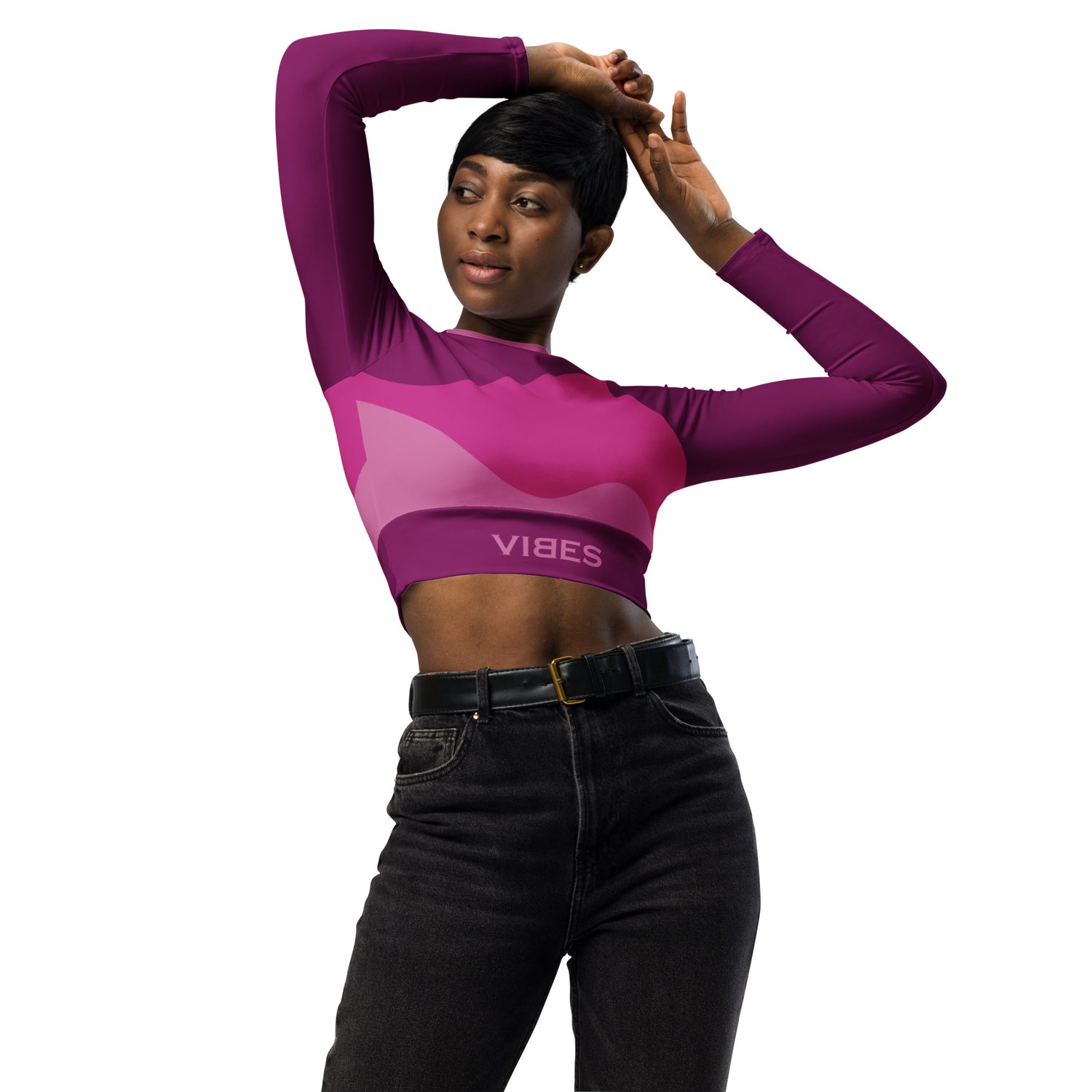 TOV Langarm Crop-Top | ABSTRAKT (Pink) - Time Of Vibes