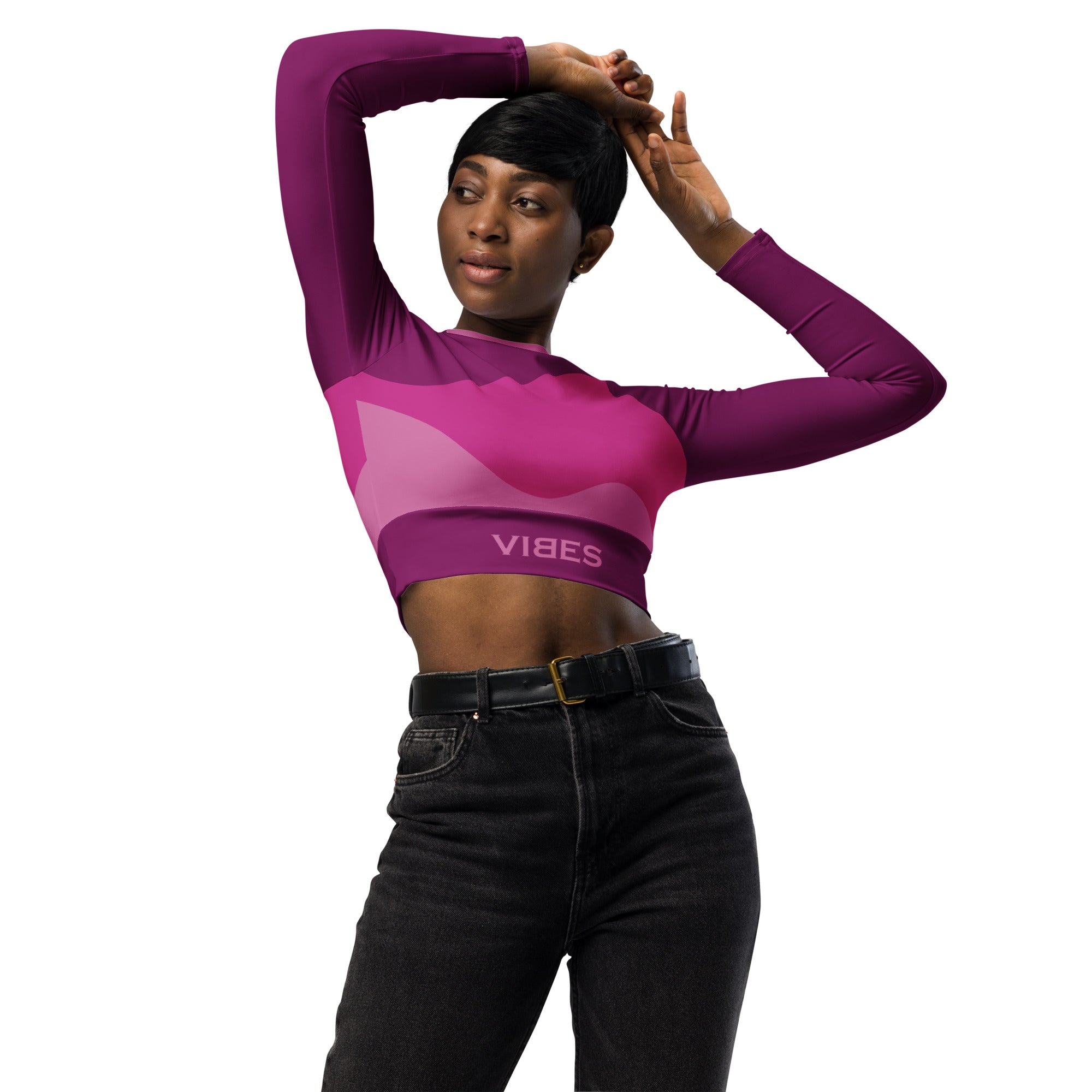 TOV Langarm Crop-Top | ABSTRAKT (Pink) - Time Of Vibes