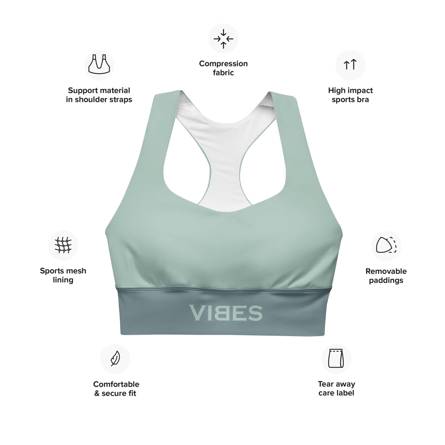 TOV Langer Sport-BH | VIBES (Graublau) - Time Of Vibes