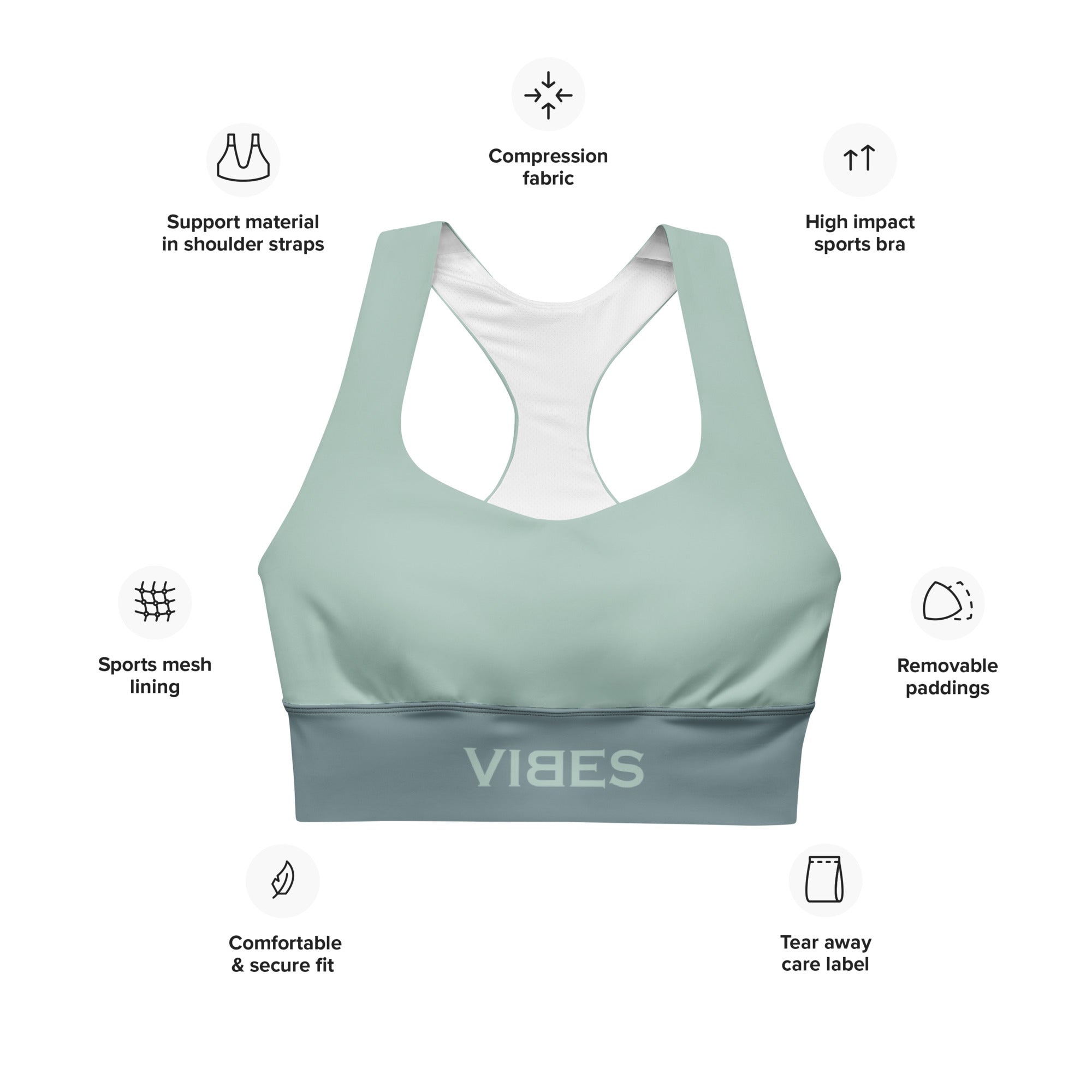 TOV Langer Sport-BH | VIBES (Graublau) - Time Of Vibes