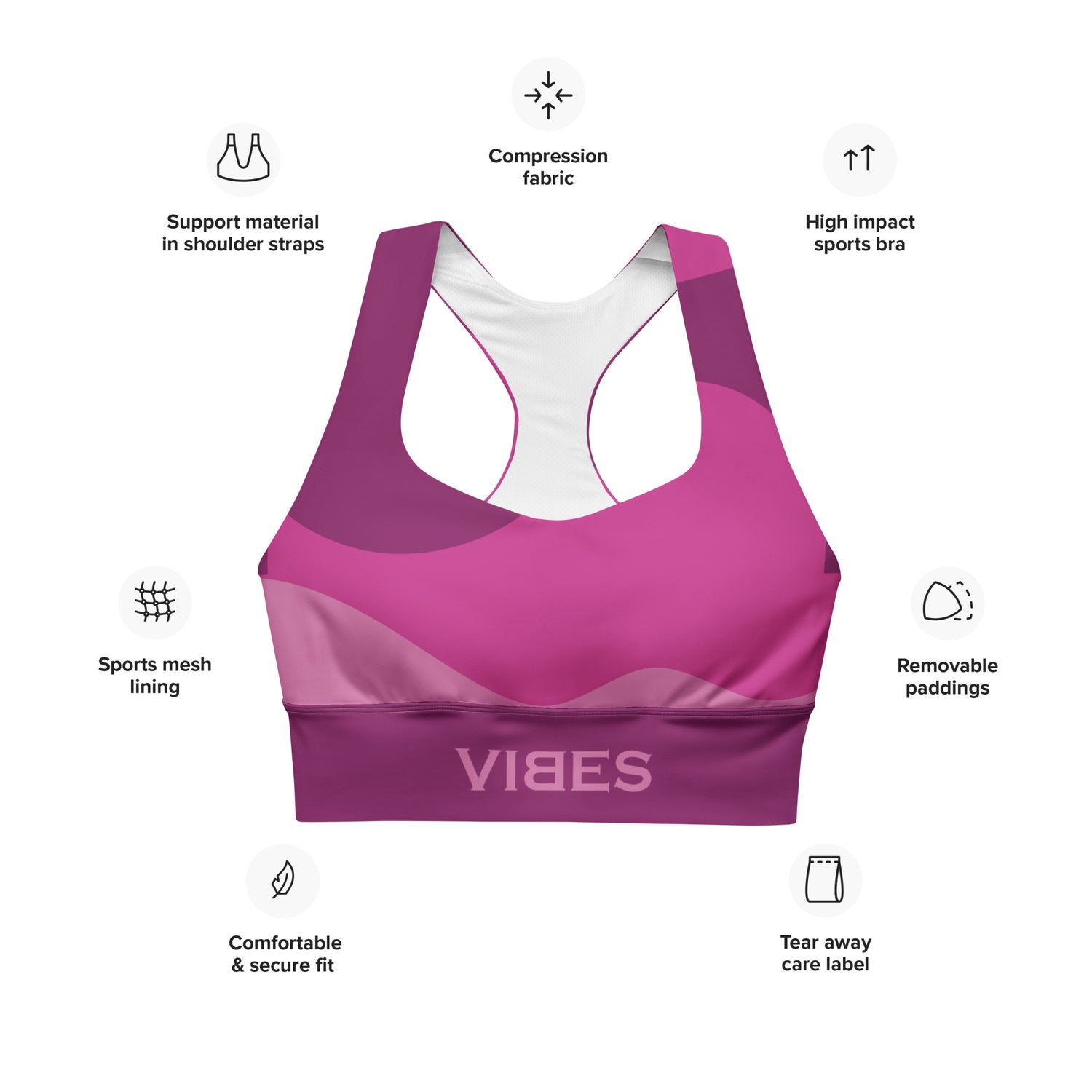 TOV Langer Sport BH | ABSTRAKT (Pink) - Time Of Vibes