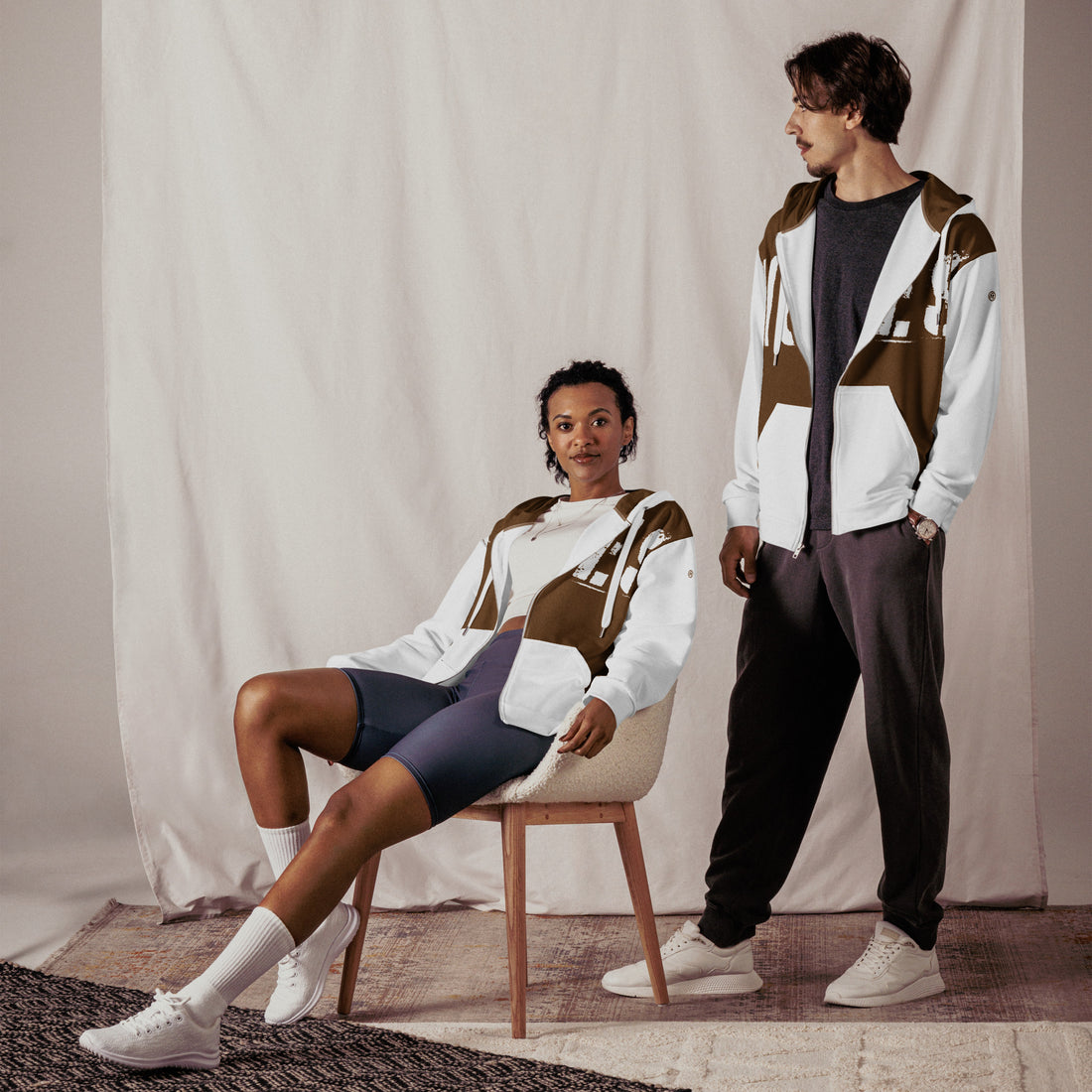 TOV Zip-Hoodie | VIBES II (Braun/Weiß) * Unisex - Time Of Vibes