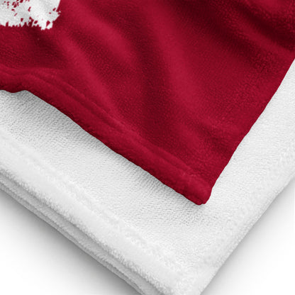 Strandtuch in Weiß und Rot mit weicher Struktur, ideal für individuelles Design und Personalisierung