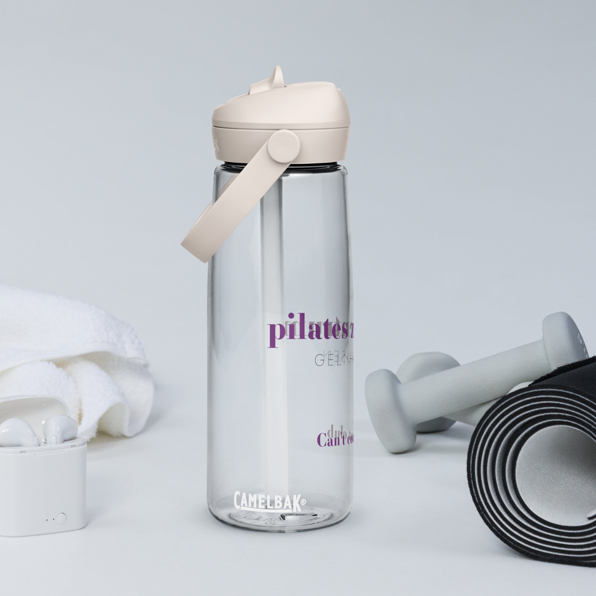 PILATES ZENTRUM Wasserflasche mit umklappbarem Trinkhalm - Time Of Vibes