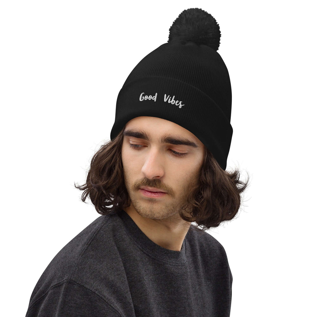 TIME OF VIBES Bommel-Beanie GOOD (Schwarz) - €26,00