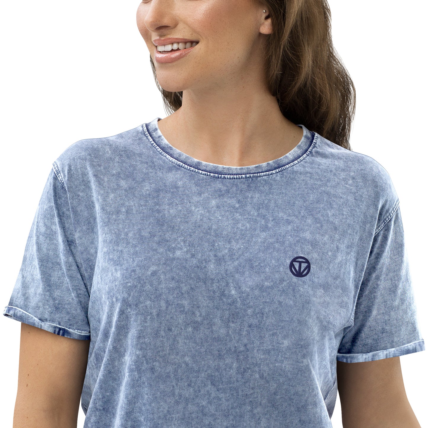 Damen Baumwoll T-Shirt meliert 23 (Blau)