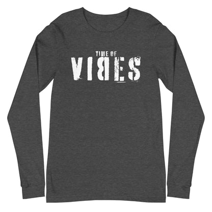 Langarm Baumwoll T-Shirt VIBES (Dunkelgrau/Weiß), Langarm T-Shirts, Time Of Vibes