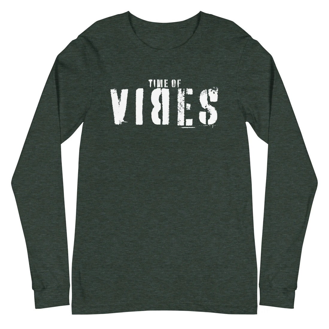 Langarm Baumwoll T-Shirt VIBES (Dunkelgrün/Weiß), Langarm T-Shirts, Time Of Vibes
