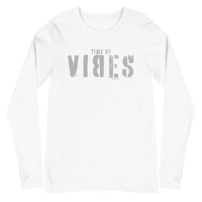 Langarm Baumwoll T-Shirt VIBES (Weiß/Silber), Langarm T-Shirts, Time Of Vibes