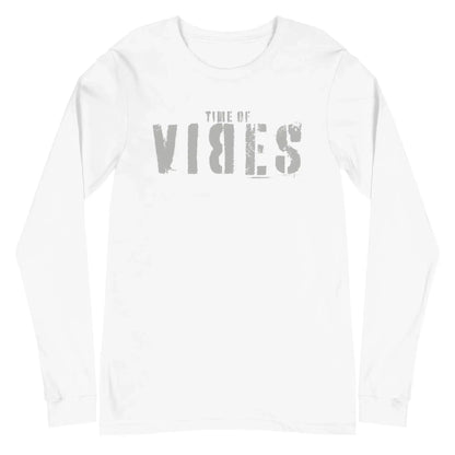 Langarm Baumwoll T-Shirt VIBES (Weiß/Silber), Langarm T-Shirts, Time Of Vibes