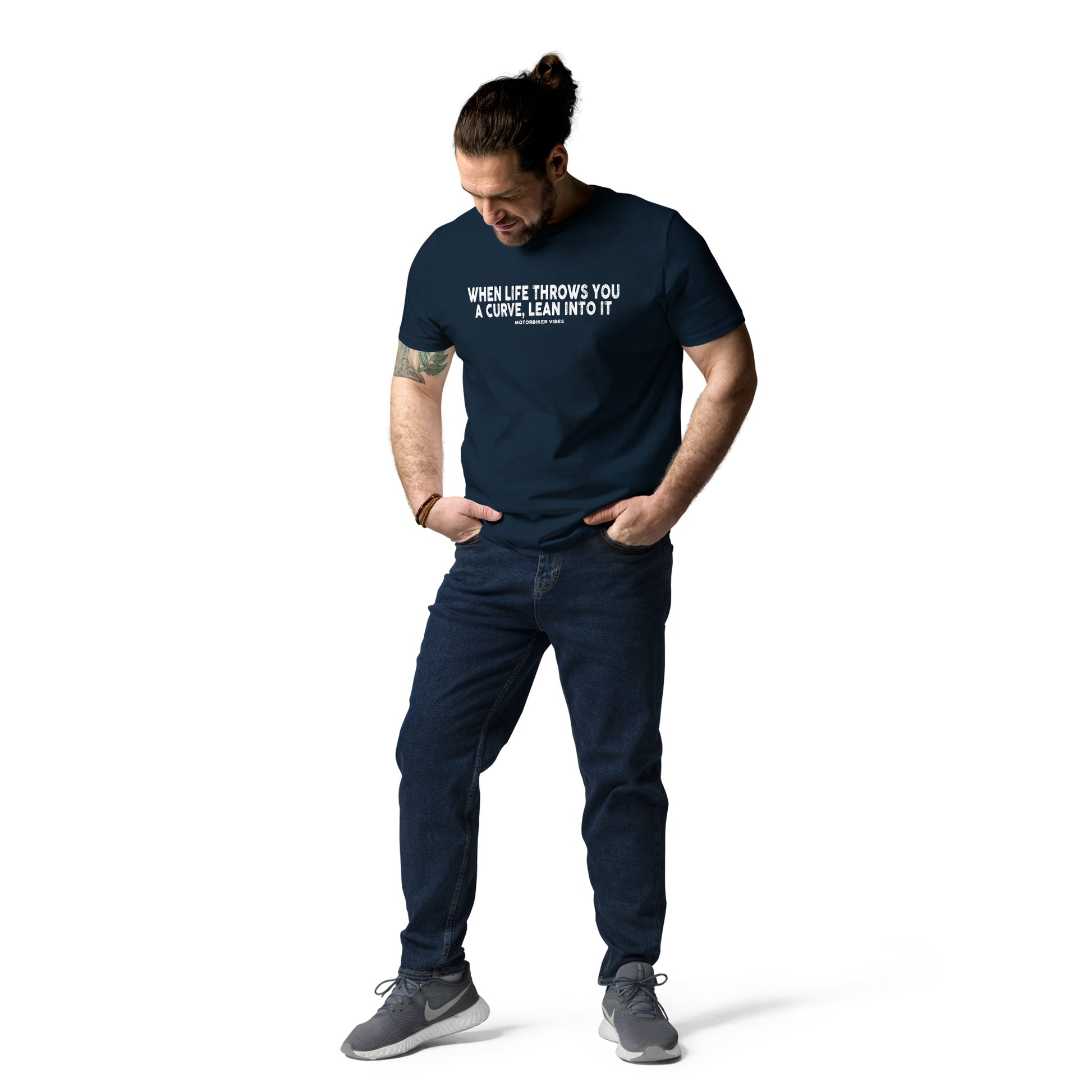 TIME OF VIBES - Organic cotton T-Shirt CURVE (Darkblue) - €32.00