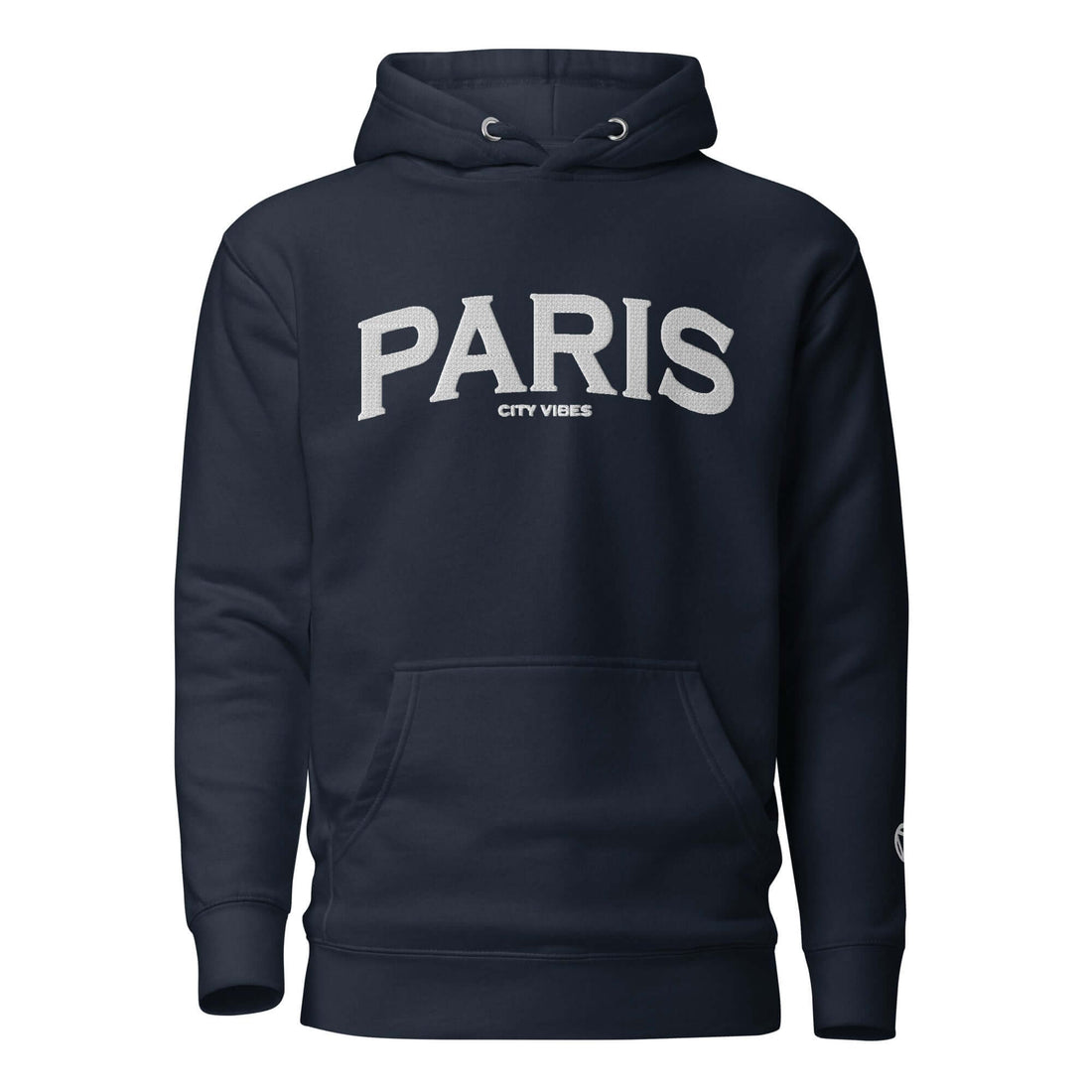 TIME OF VIBES Klassischer Kapuzenpullover PARIS (Navy/Weiß) - €69,00