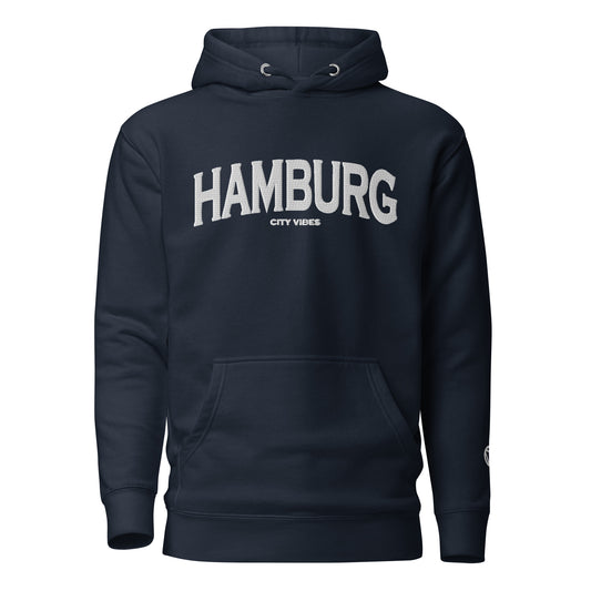 Klassischer Kapuzenpullover HAMBURG (Navy/Weiß)