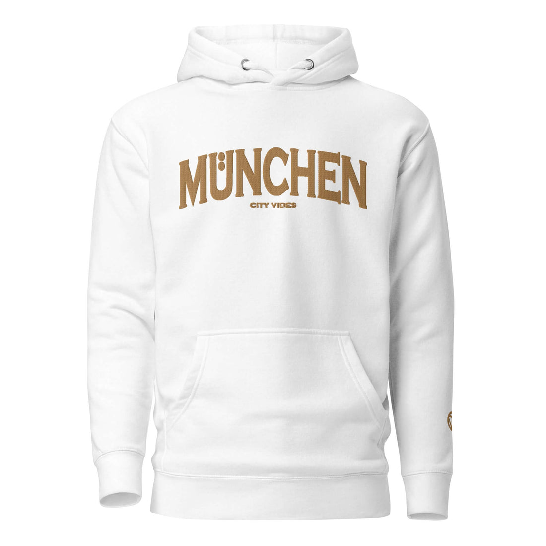 TIME OF VIBES Klassischer Kapuzenpullover MÜNCHEN (Weiß/Gold) - €69,00