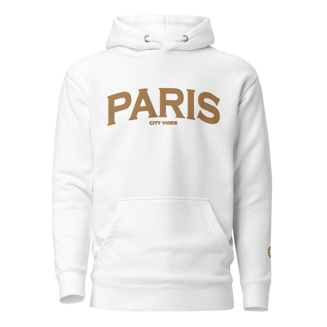 TIME OF VIBES Klassischer Kapuzenpullover PARIS (Weiß/Gold) - €69,00