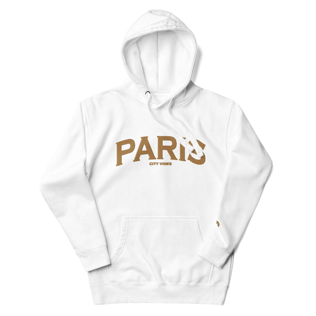 TIME OF VIBES Klassischer Kapuzenpullover PARIS (Weiß/Gold) - €69,00