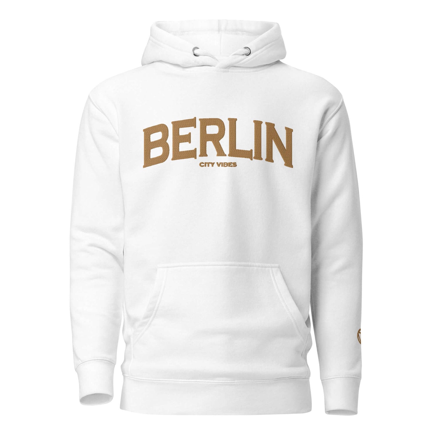 TIME OF VIBES Klassischer Kapuzenpullover BERLIN (Weiß/Gold) - €69,00