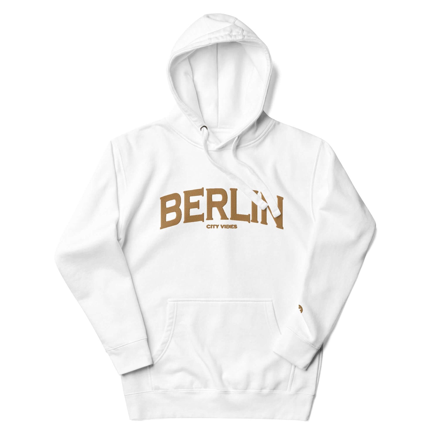 TIME OF VIBES Klassischer Kapuzenpullover BERLIN (Weiß/Gold) - €69,00