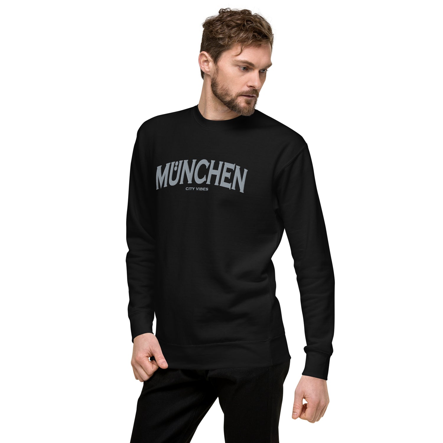 TIME OF VIBES Premium Sweatshirt MUNICH (Schwarz/Grau) - €59,00