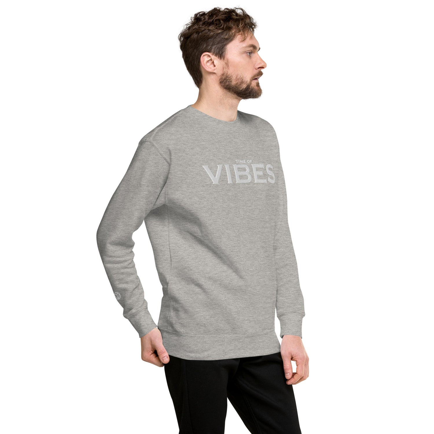 TIME OF VIBES Premium Sweatshirt VIBES (Grau/Weiß) - €59,00
