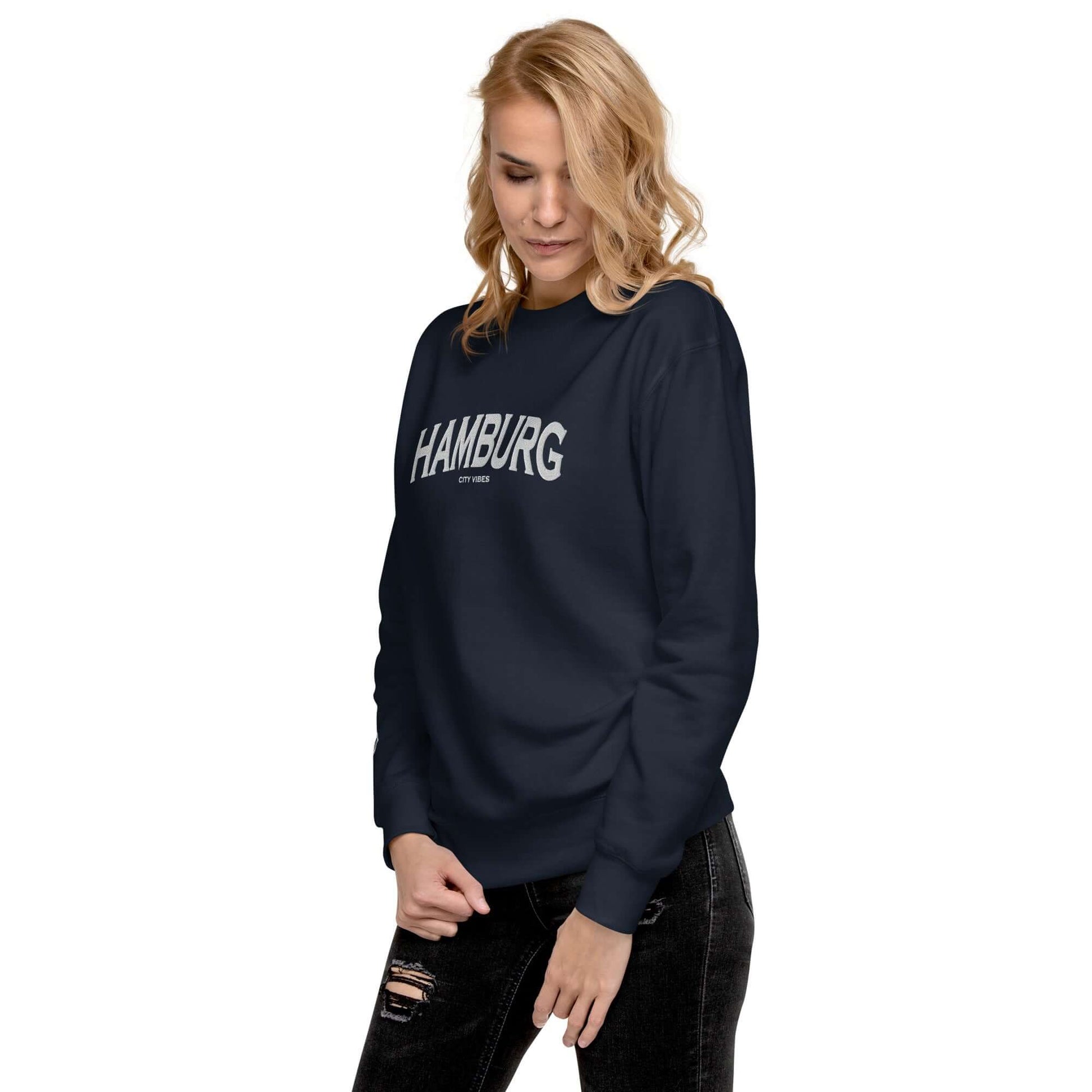 TIME OF VIBES - Premium Sweatshirt CITY HAMBURG (Blue/White) - €59.00