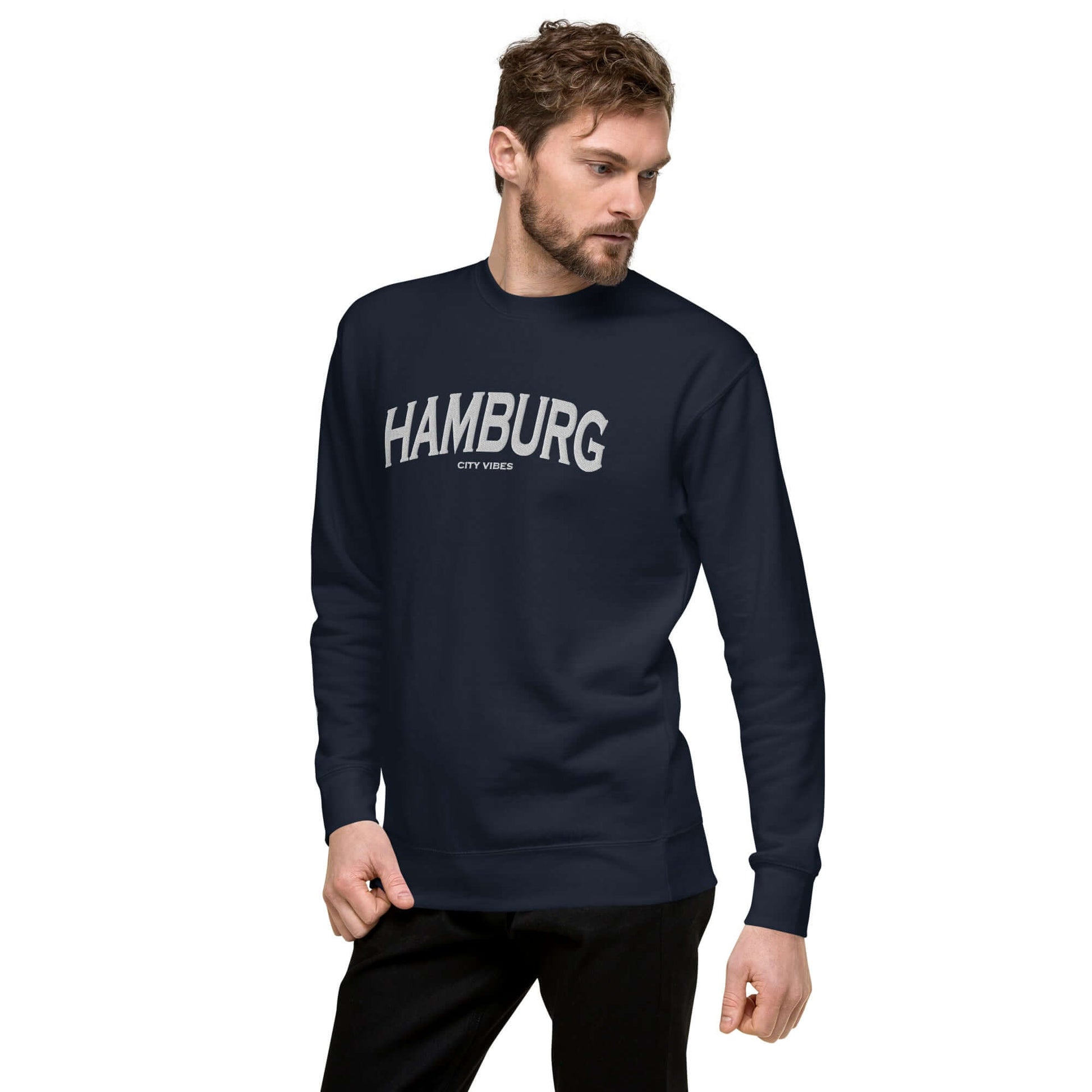 TIME OF VIBES - Premium Sweatshirt CITY HAMBURG (Blue/White) - €59.00
