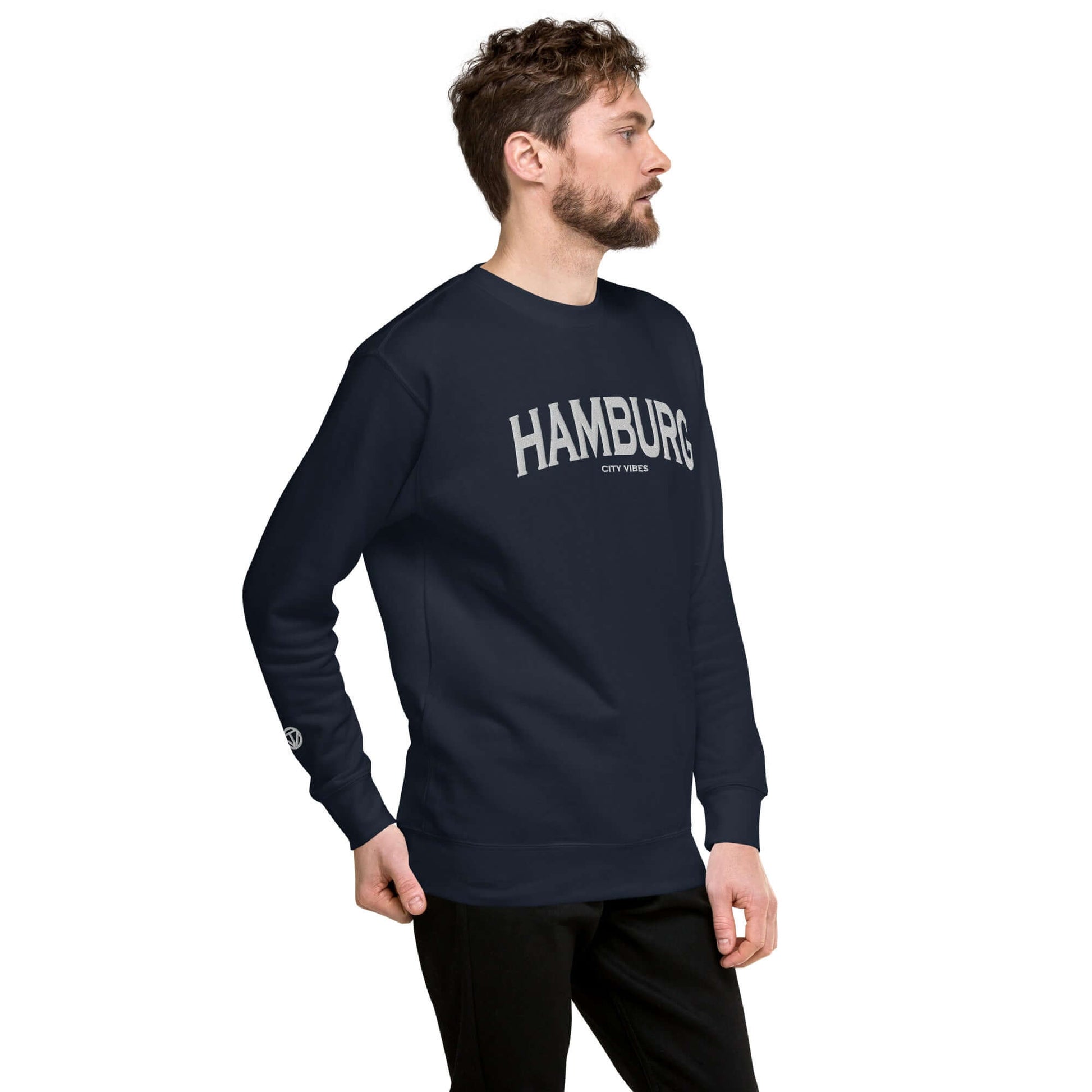 TIME OF VIBES - Premium Sweatshirt CITY HAMBURG (Blue/White) - €59.00