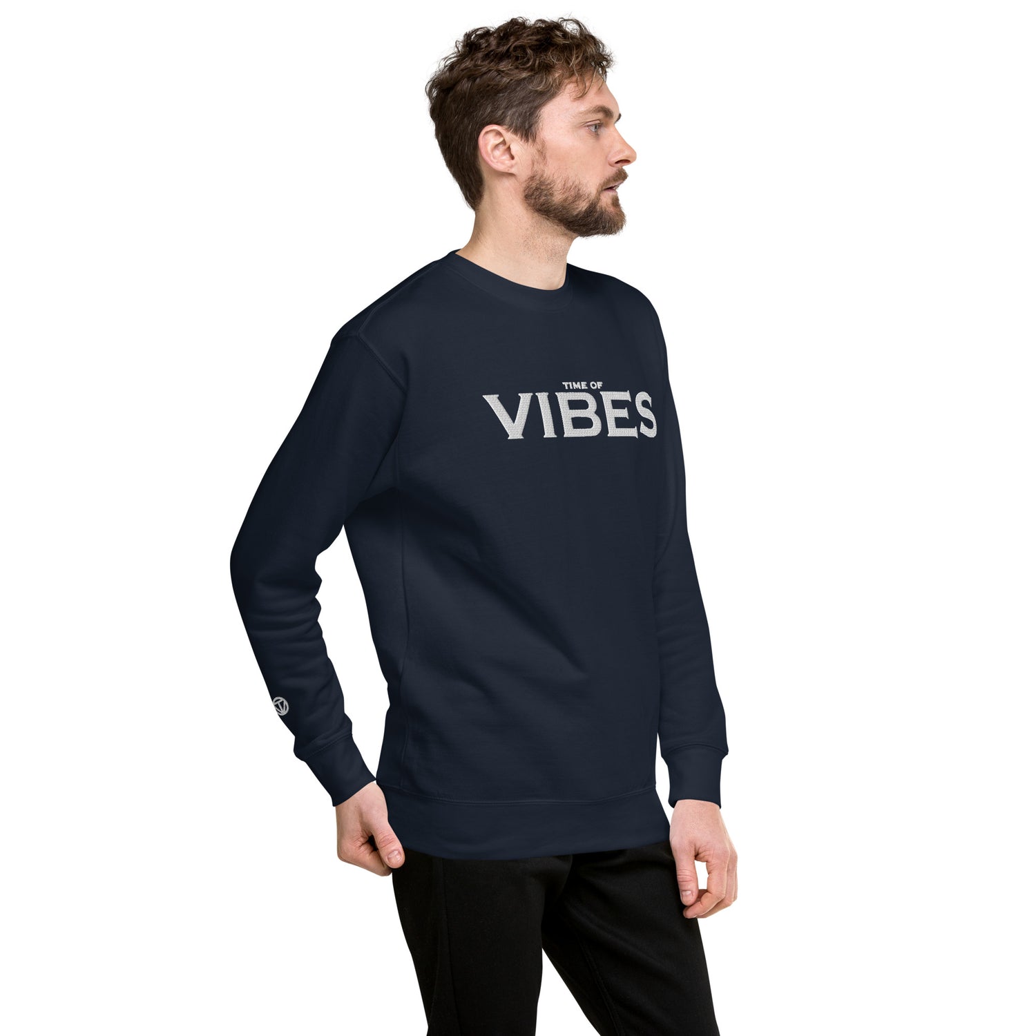 TIME OF VIBES Premium Sweatshirt VIBES (Marineblau/Weiß) - €59,00