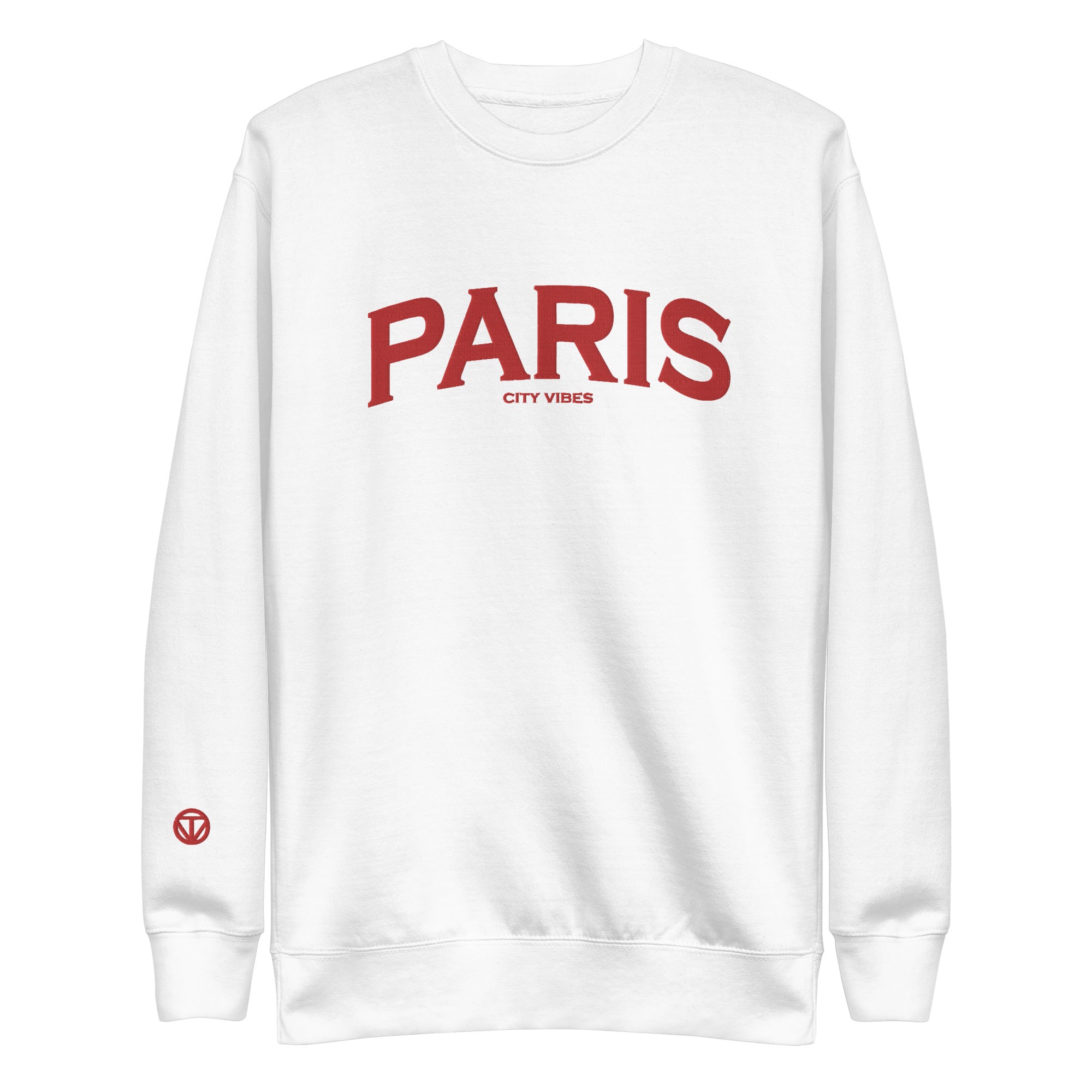 TIME OF VIBES Premium Sweatshirt PARIS (Weiß/Rot) - €59,00