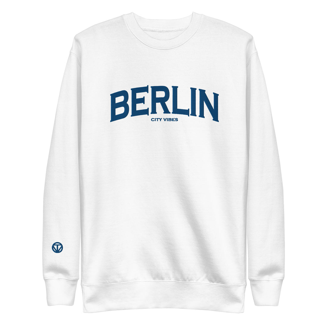 TIME OF VIBES Premium Sweatshirt BERLIN (Weiß/Blau) - €59,00