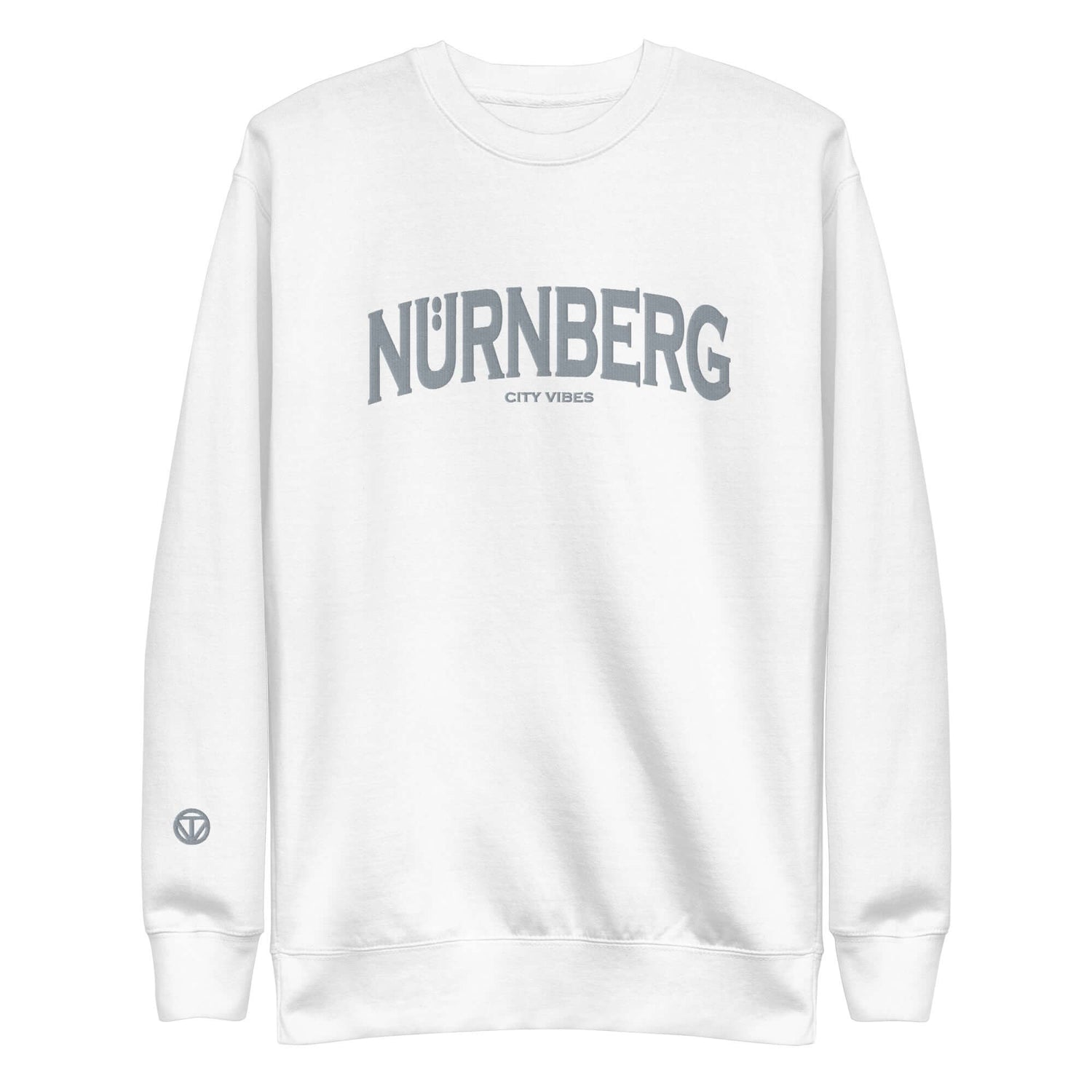 TIME OF VIBES Premium Sweatshirt NUREMBERG (Weiß/Grau) - €59,00