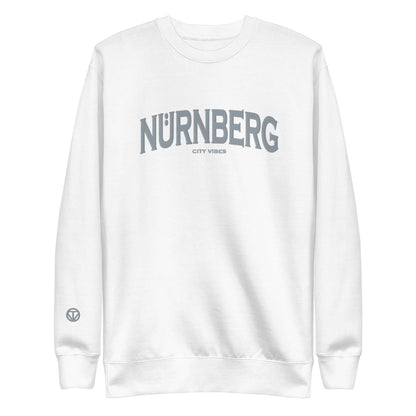 TIME OF VIBES Premium Sweatshirt NUREMBERG (Weiß/Grau) - €59,00