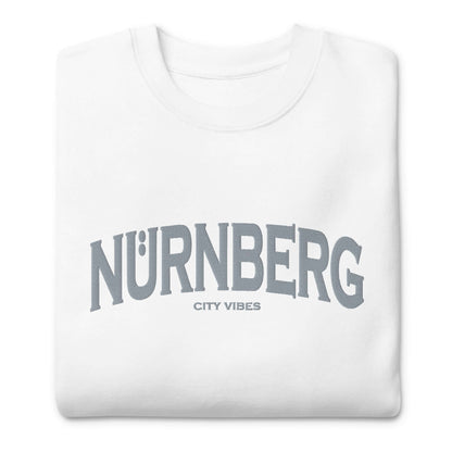TIME OF VIBES Premium Sweatshirt NUREMBERG (Weiß/Grau) - €59,00