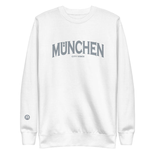 TIME OF VIBES - Premium Sweatshirt CITY MUNICH (White/Grey) - €59.00