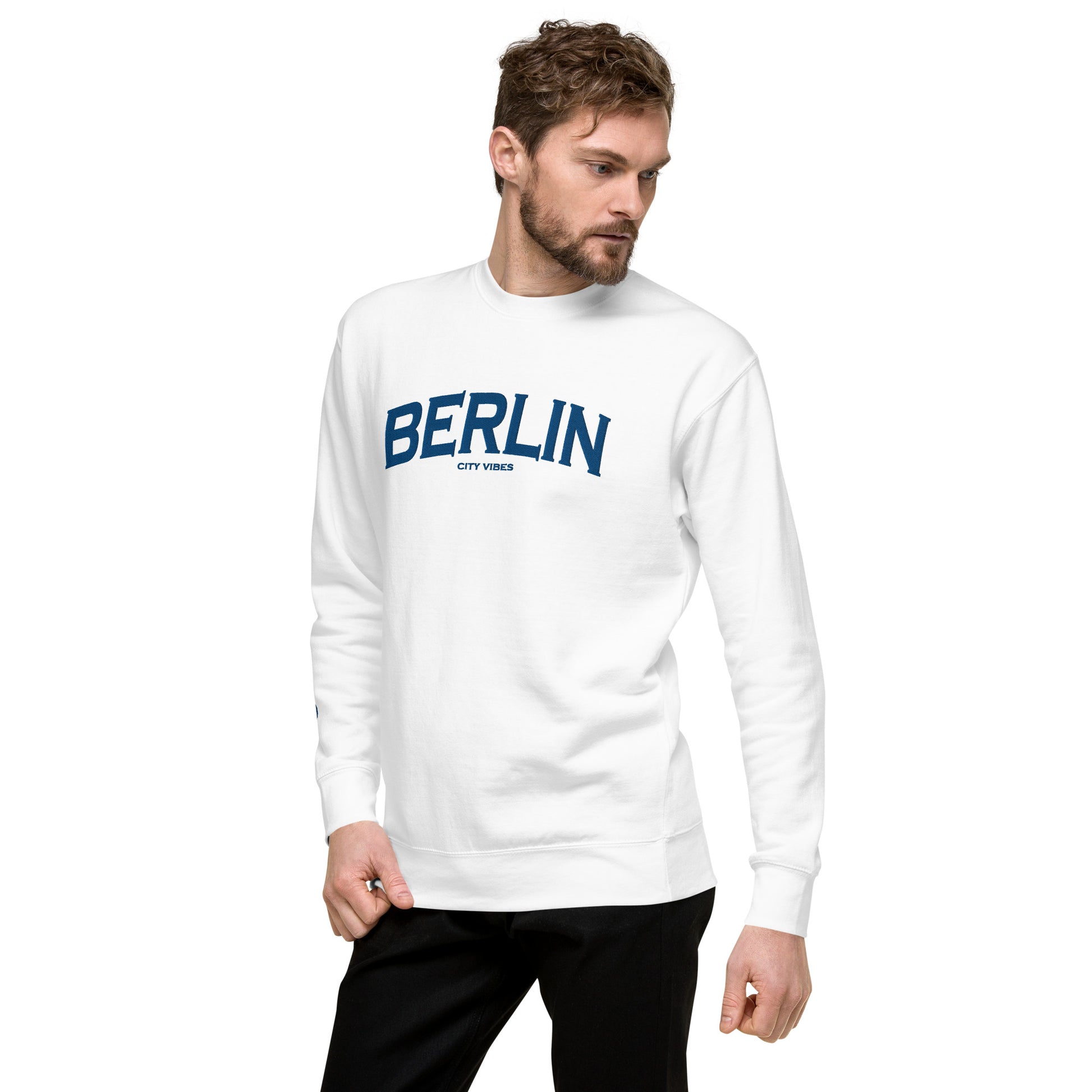 TIME OF VIBES - Premium Sweatshirt CITY BERLIN (White/Blue) - €59.00
